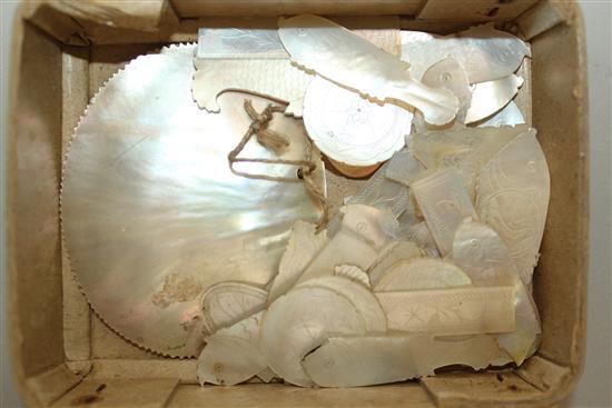 A collection of Chinese circular and oblong mother of pearl gaming counters,